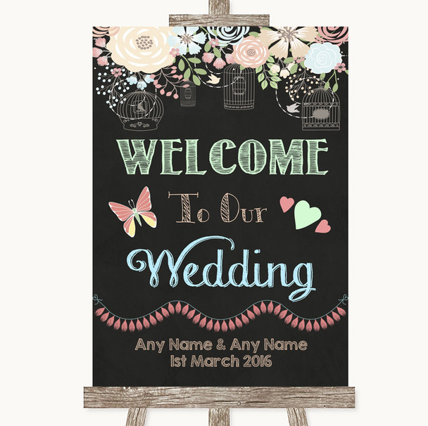 Shabby Chic Chalk Welcome To Our Wedding Customised Wedding Sign