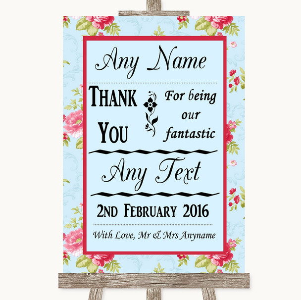 Shabby Chic Floral Thank You Bridesmaid Page Boy Best Man Wedding Sign
