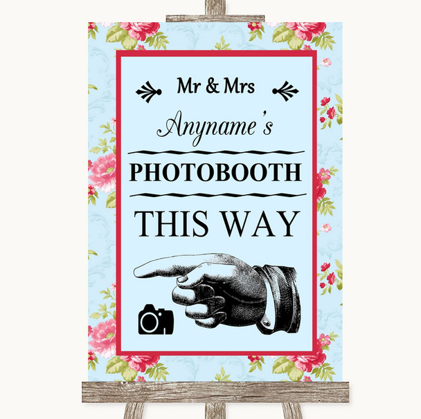 Shabby Chic Floral Photobooth This Way Left Customised Wedding Sign