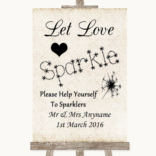 Shabby Chic Ivory Let Love Sparkle Sparkler Send Off Customised Wedding Sign
