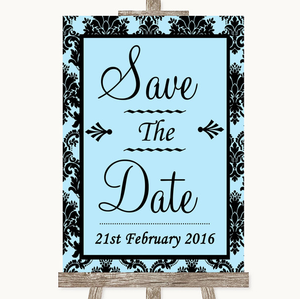 Sky Blue Damask Save The Date Customised Wedding Sign