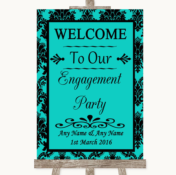 Turquoise Damask Welcome To Our Engagement Party Customised Wedding Sign