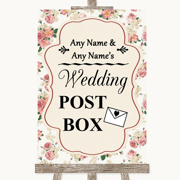 Vintage Roses Card Post Box Customised Wedding Sign