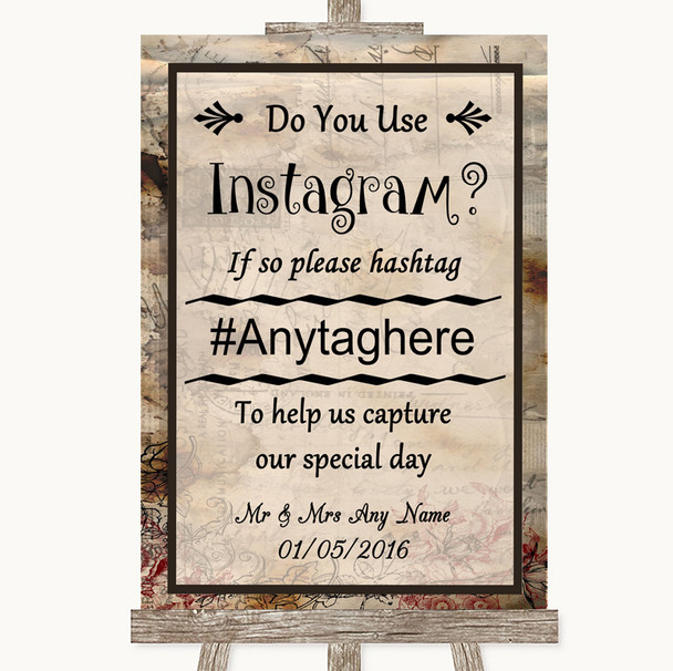 Vintage Instagram Photo Sharing Customised Wedding Sign