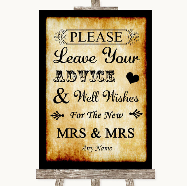 Western Guestbook Advice & Wishes Lesbian Customised Wedding Sign
