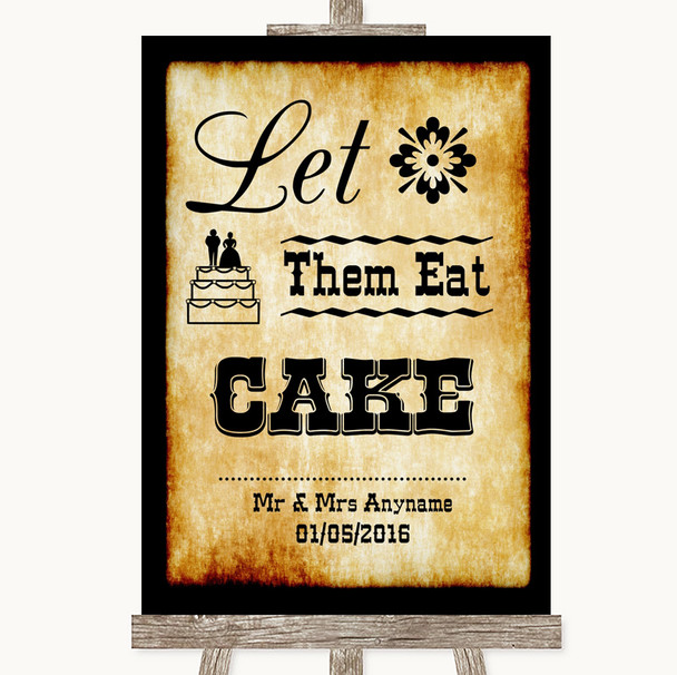 Western Let Them Eat Cake Customised Wedding Sign