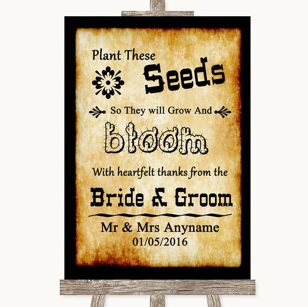 Western Plant Seeds Favours Customised Wedding Sign