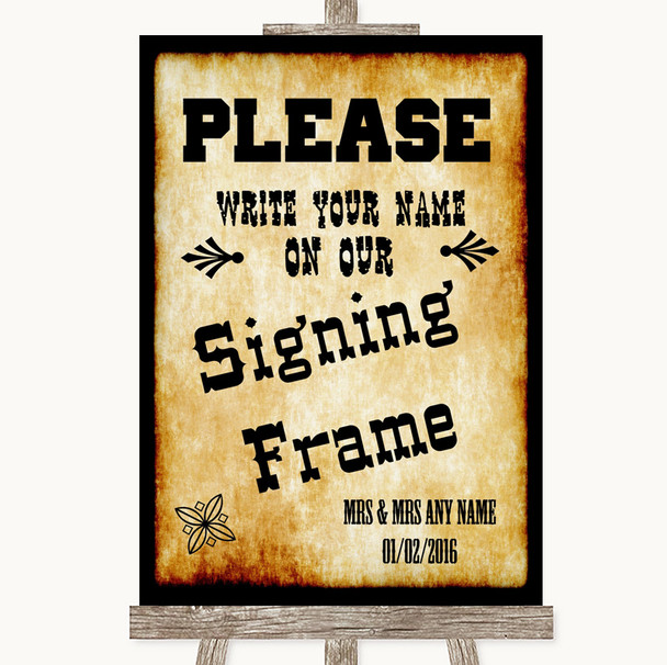 Western Signing Frame Guestbook Customised Wedding Sign