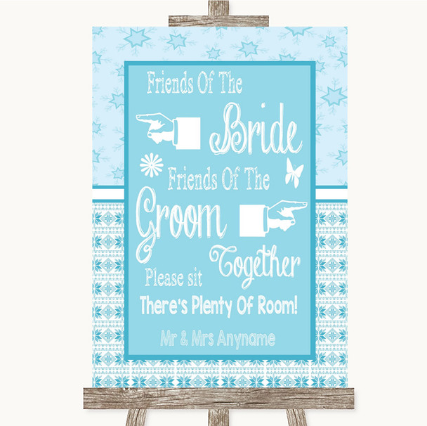 Winter Blue Friends Of The Bride Groom Seating Customised Wedding Sign