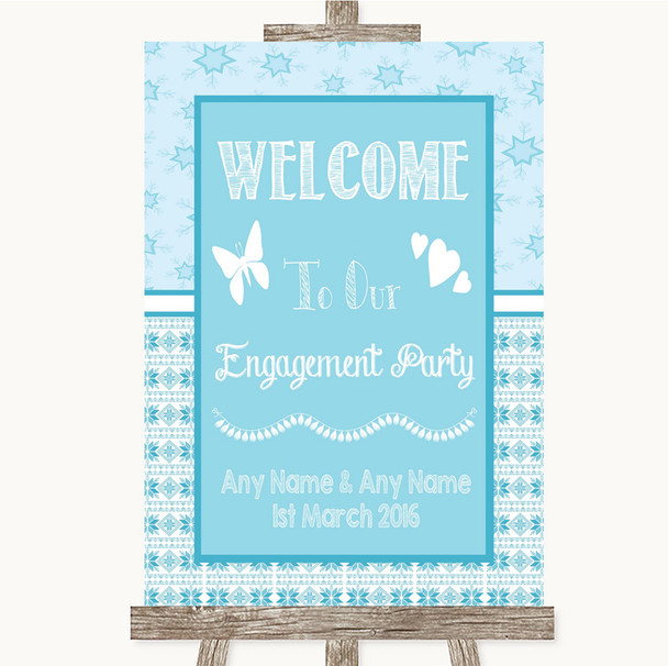 Winter Blue Welcome To Our Engagement Party Customised Wedding Sign