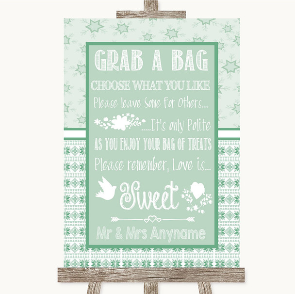 Winter Green Grab A Bag Candy Buffet Cart Sweets Customised Wedding Sign