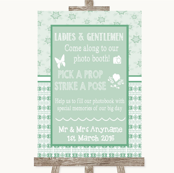 Winter Green Pick A Prop Photobooth Customised Wedding Sign
