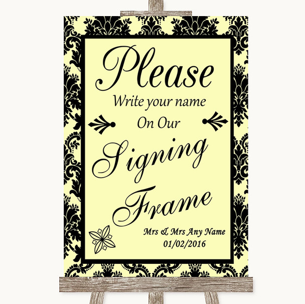 Yellow Damask Signing Frame Guestbook Customised Wedding Sign