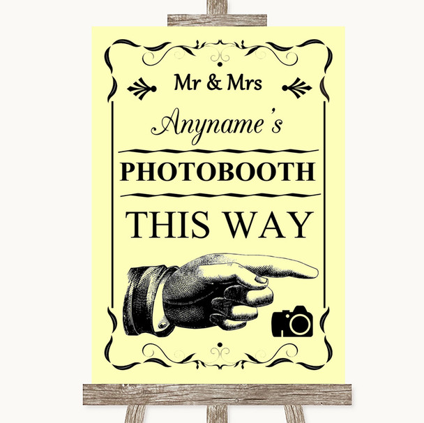 Yellow Photobooth This Way Right Customised Wedding Sign