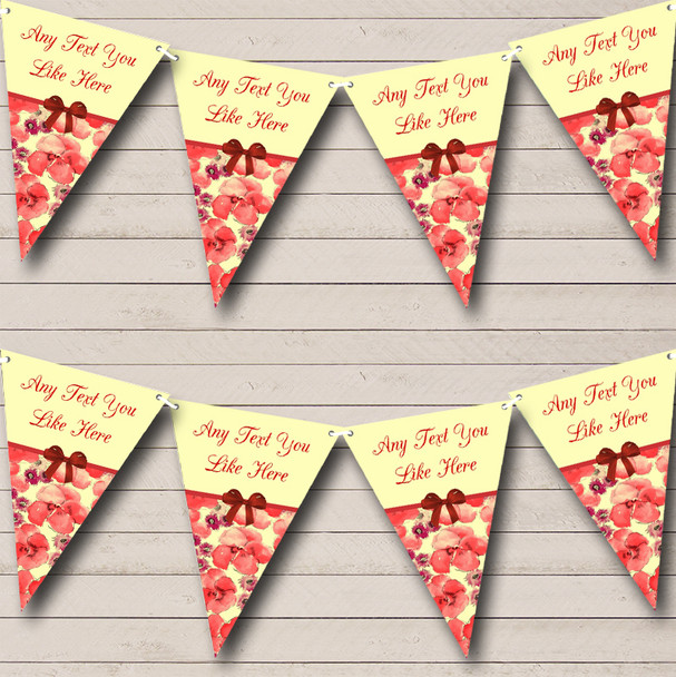 Yellow Pink Floral Wedding Anniversary Party Bunting