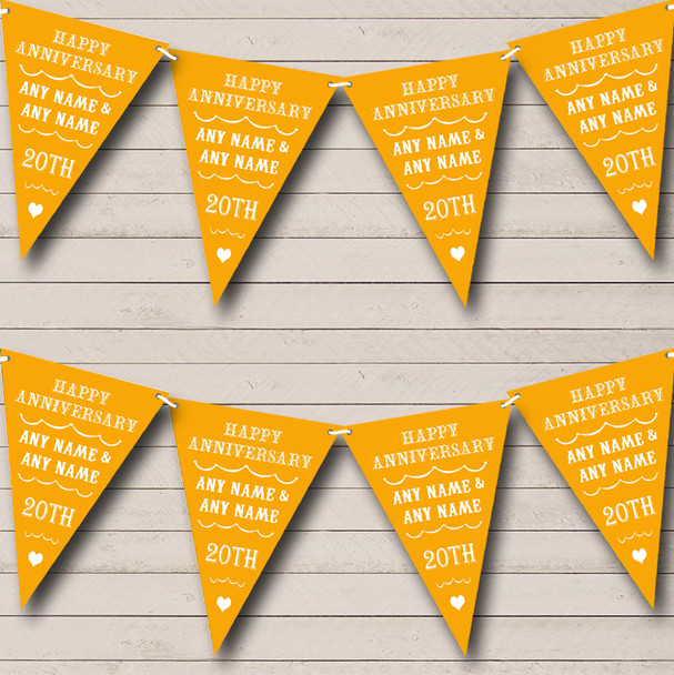 Vintage Text Any Year Orange Wedding Anniversary Party Bunting