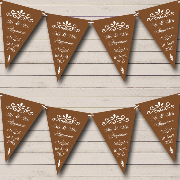 Vintage Regal Brown Wedding Anniversary Party Bunting