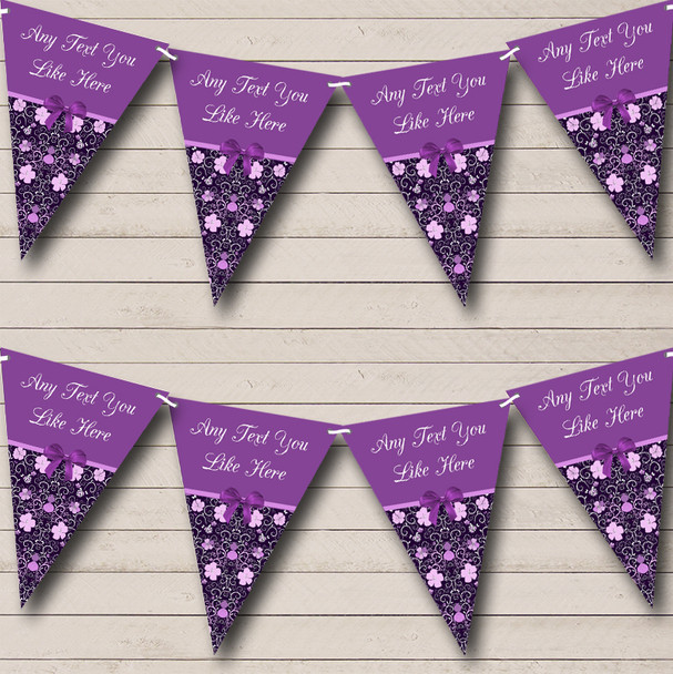 Purple Shabby Chic Vintage Floral Wedding Anniversary Party Bunting