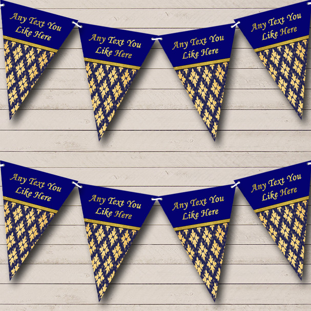 Pretty Navy Blue And Gold Vintage Wedding Anniversary Party Bunting