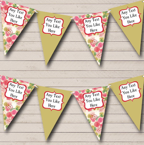 Pink Green Floral Shabby Chic Wedding Anniversary Party Bunting