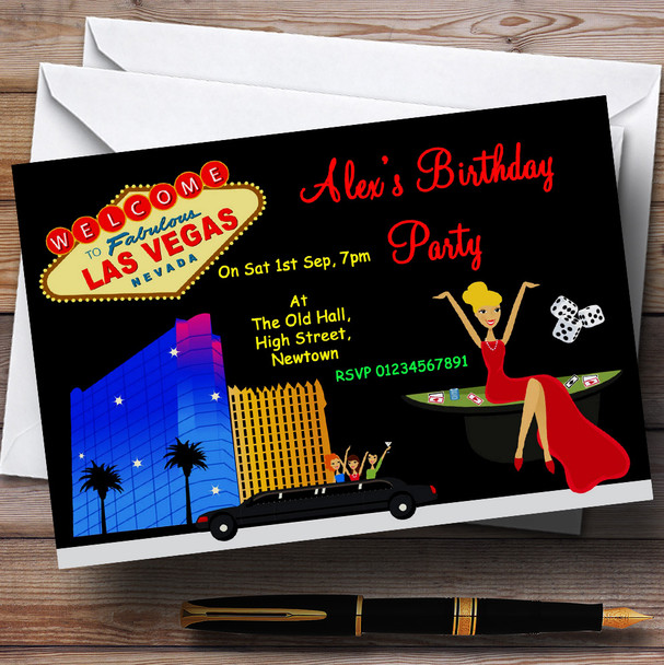 Casino Las Vegas Theme Customised Birthday Party Invitations