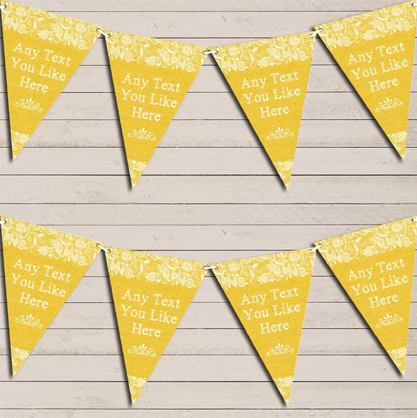 Pretty Lace Golden Yellow Wedding Anniversary Bunting Garland Party Banner