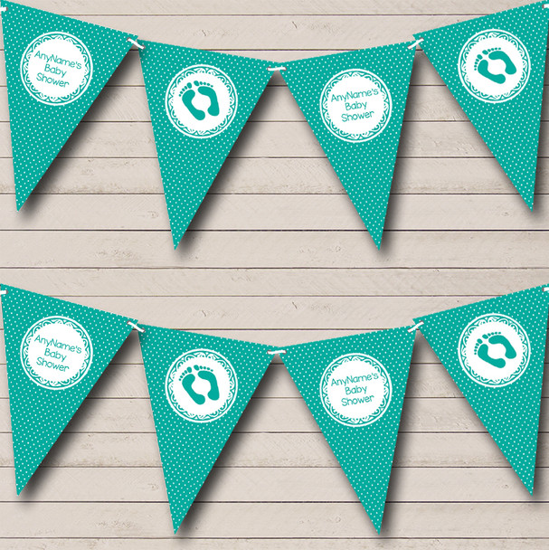 Polkadot Turquoise Green Baby Shower Bunting