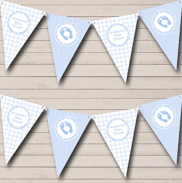Blue Pretty Stripes And Patterns Baby Shower Bunting