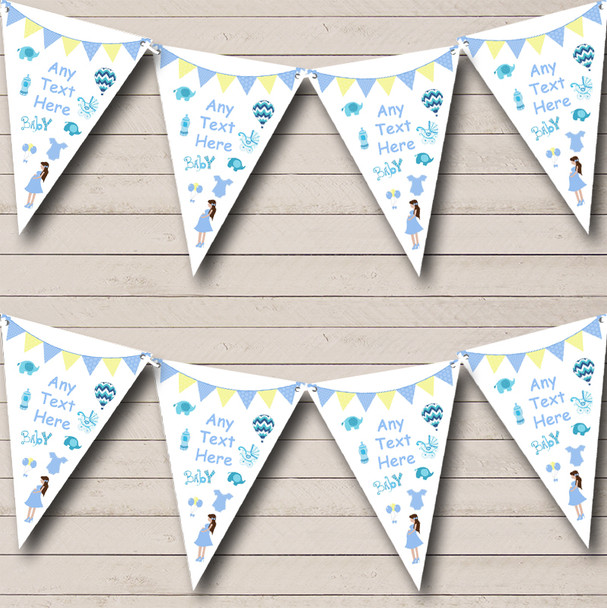 Blue Boys Pregnant Lady Baby Shower Bunting