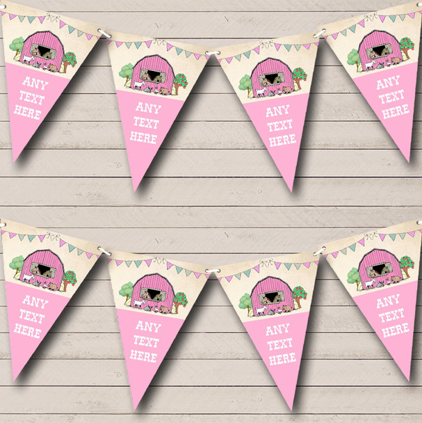 Farm Animals Pink Girls Baby Shower Bunting