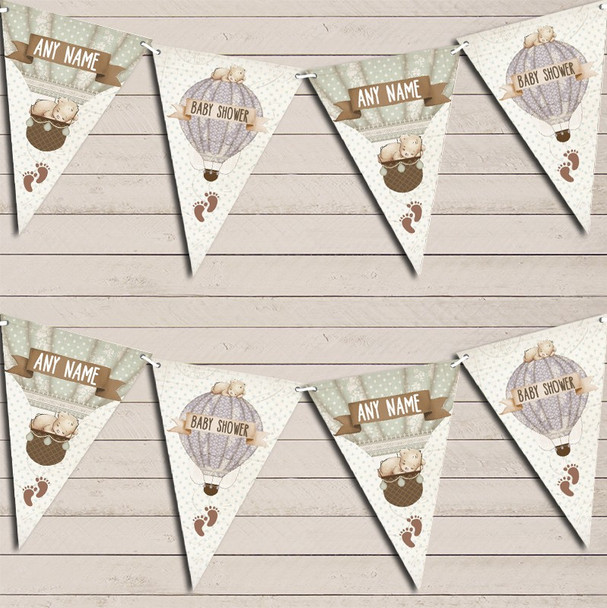 Hot Air Balloon Teddy Bear Vintage Baby Shower Baby Shower Bunting