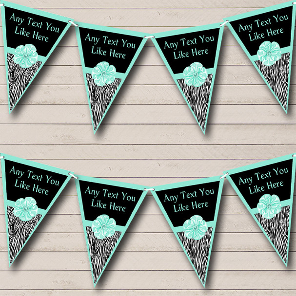 Zebra Print Turquoise Teal Bow Birthday Party Bunting