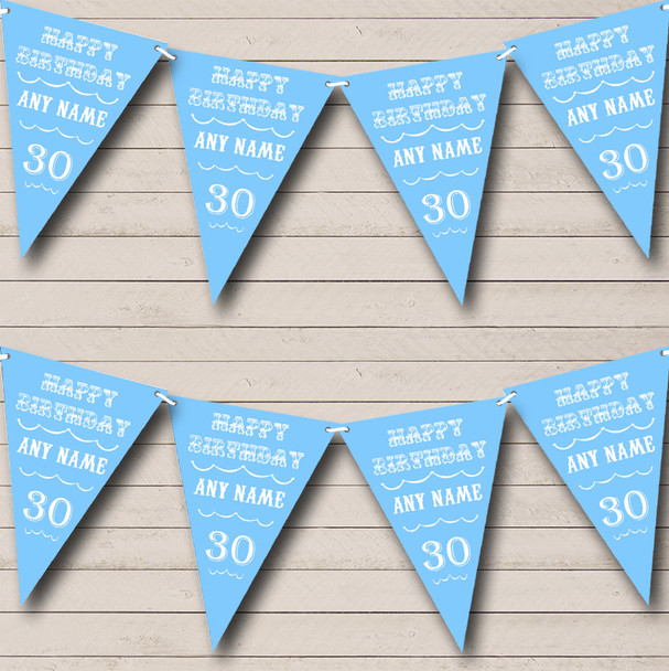 Vintage Text Any Age Birthday Sky Blue Birthday Party Bunting Vintage Text Any Age Birthday Sky Blue Birthday Party Bunting