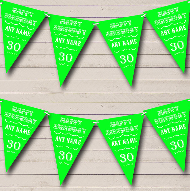 Vintage Text Any Age Birthday Lime Green Birthday Party Bunting