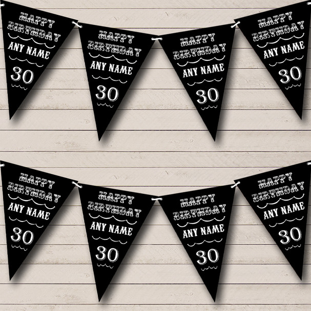 Text Any Age Birthday Black And White Birthday Party Bunting