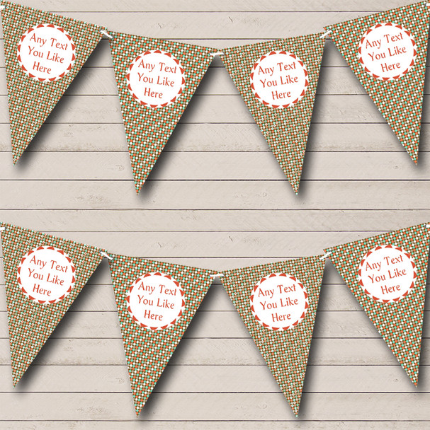 Retro Orange Brown Spots Birthday Party Bunting