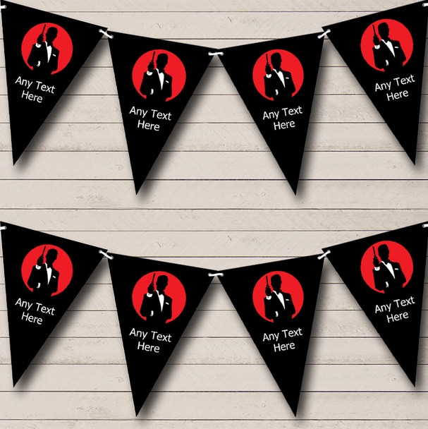 James Bond Red Black Birthday Party Bunting