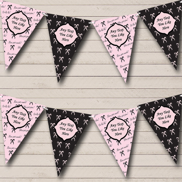 French Paris Bows Black Pink Birthday Party Bunting