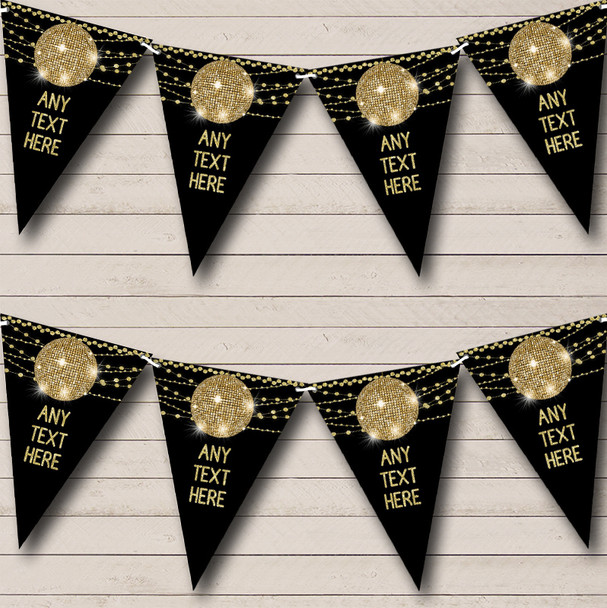 60's 70's 80's Disco Gold Ball Birthday Party Bunting