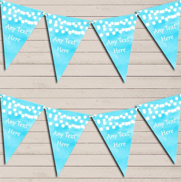 Aqua Blue Watercolour Lights Birthday Bunting Garland Party Banner