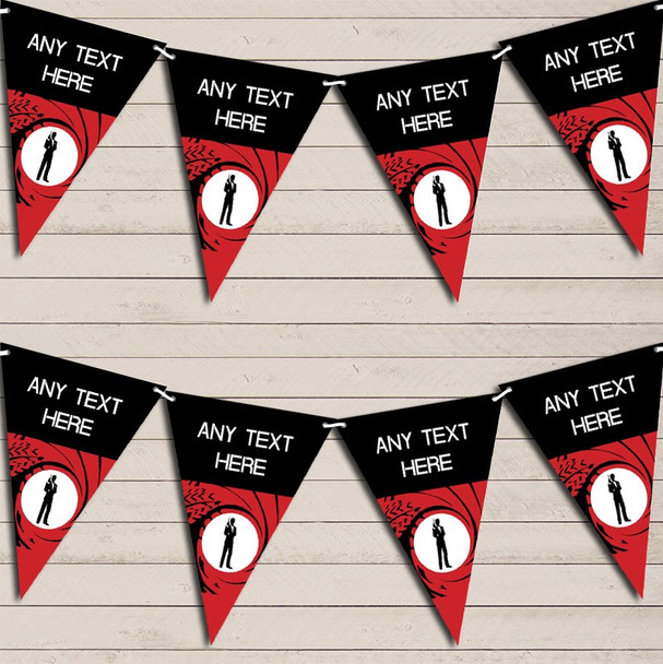 James Bond Red Black Birthday Bunting Garland Party Banner