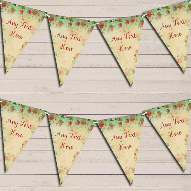 Shabby Chic Floral Vintage Green Red Birthday Bunting
