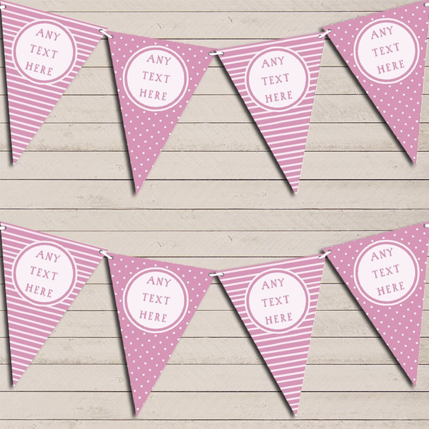 Stripes & Polka Dot Dusky Rose Pink Birthday Bunting