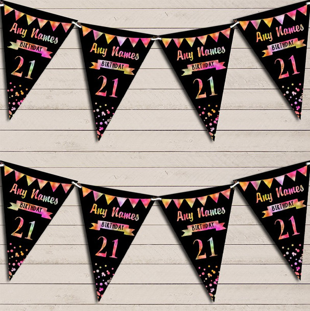 Any Age Birthday 18Th 21st 30th 40th 50th 60th Black & Pink Rainbow Bunting Any Age Birthday 18Th 21st 30th 40th 50th 60th Black & Pink Rainbow Bunting