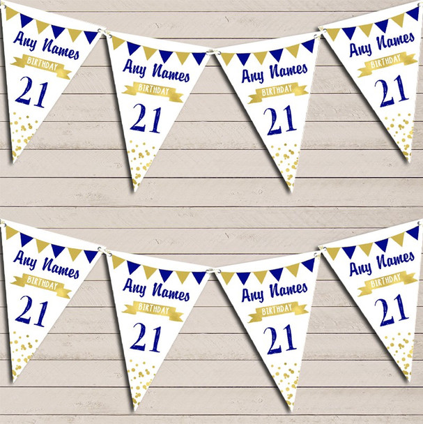 Any Age Birthday 18Th 21st 30th 40th 50th 60th Navy Blue & Gold Birthday Bunting