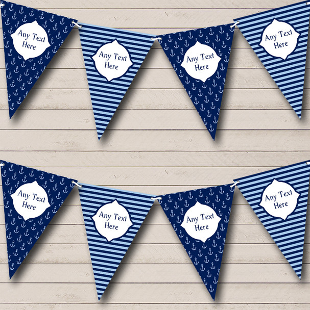 Light Navy Blue Anchor Stripes Carnival Fete Street Party Bunting