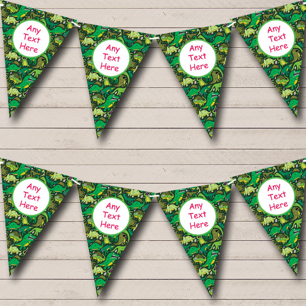 Scary Green Dinosaurs Children's Birthday Party Bunting