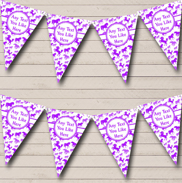 Purple & White Horses Children's Birthday Party Bunting