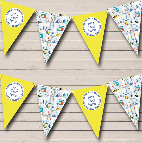 Construction Digger Tractor Yellow Children's Birthday Party Bunting Construction Digger Tractor Yellow Children's Birthday Party Bunting