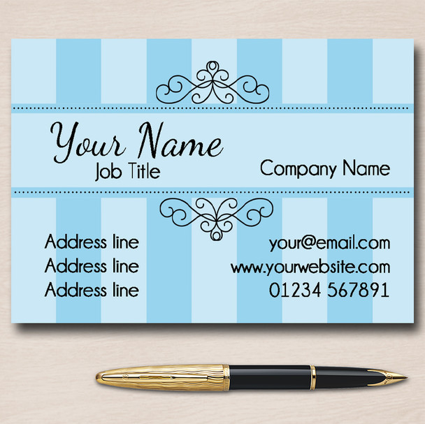Champagne Classic Blue Personalised Business Cards